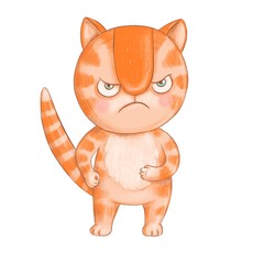 An angry ginger tabby cat stands in a menacing pose