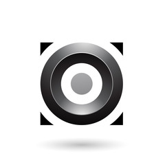Black Glossy Circle in a Square Illustration