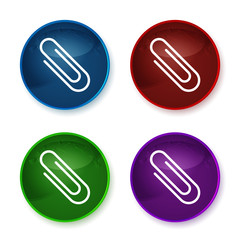 Paper clip icon shiny round buttons set illustration
