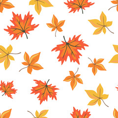 Fall and autumn season seamless pattern. Hand drawn scandinavian style repeated background texture for fabric, textile, wrapping paper, wallpaper surface design.