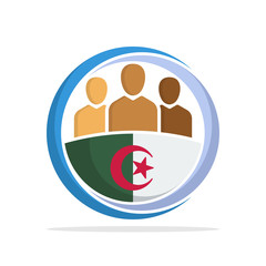 Illustrated icon with the concept of the national community of Algerian