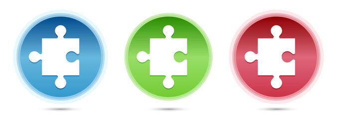 Puzzle icon glass round buttons set illustration