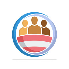 Illustrated icon with the concept of the national community of Austrian