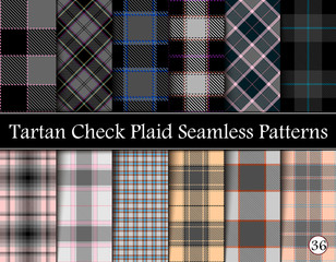 Set Tartan Plaid Scottish Seamless Pattern