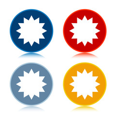 Star badge icon trendy flat round buttons set illustration design