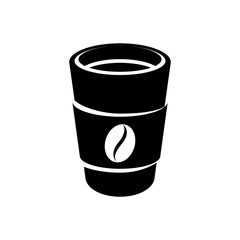 Black Paper Coffee or Tea Cup Icon isolated on a White Background Illustration