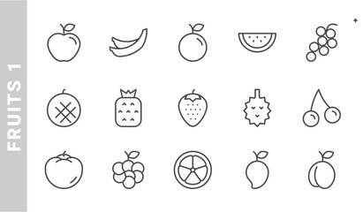 fruit 1 icon set. Outline Style. each made in 64x64 pixel