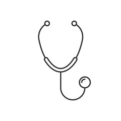 Stethoscope line icon on white background. Editable stroke. Medical concept. Vector icon