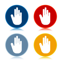 Stop hand icon trendy flat round buttons set illustration design