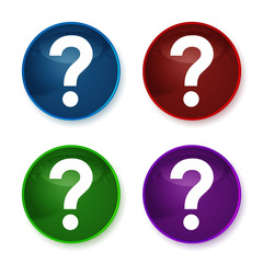 Question mark icon shiny round buttons set illustration