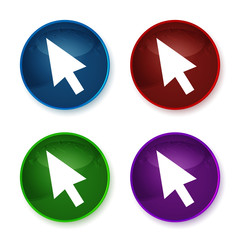 Cursor icon shiny round buttons set illustration