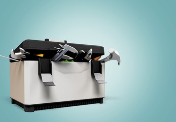 Tool belt with tools on pastel gradient background