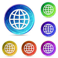 World icon digital abstract round buttons set illustration