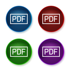 PDF icon shiny round buttons set illustration