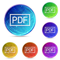 PDF icon digital abstract round buttons set illustration