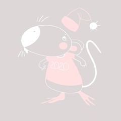 New Year rat, cartoon character, year of the rat, vector clip art