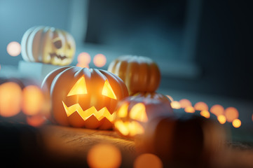 Autumn Halloween Decorations and Pumpkins