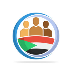 Illustrated icon with the concept of the national community of Sudan 