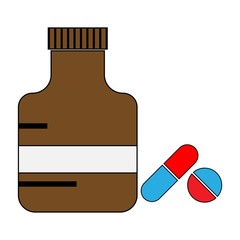 Vector pill bottle with capsule pills