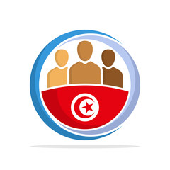 Illustrated icon with the concept of the national community of Tunisian