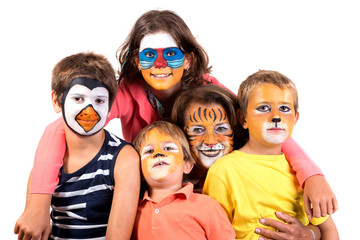 Kids and granny with face-paint