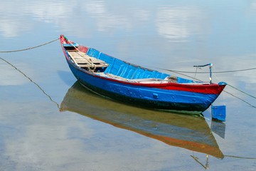 Fototapeta na wymiar Colourful fishing boats, Vietnam