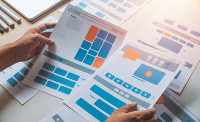 Website designer Creative planning application developer development draft sketch drawing template...