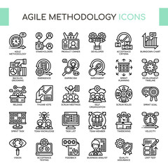 Agile Methodology , Thin Line and Pixel Perfect Icons - obrazy, fototapety, plakaty