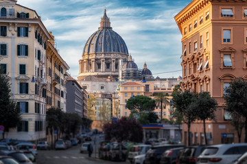 Fototapeta na wymiar View of Vatican dome of Papal Basilica of St Peter in Vatican city