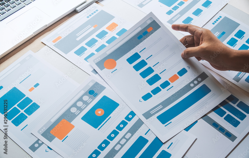 Poster website designer creative planning application developer development draft sketch drawing template l