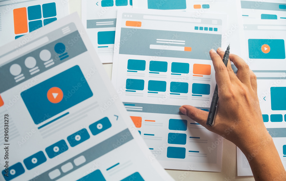 Poster website designer creative planning application developer development draft sketch drawing template l