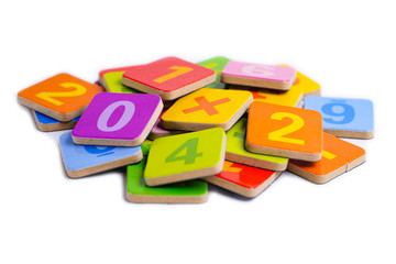 Math Number colorful on white background : Education study mathematics learning teach concept.