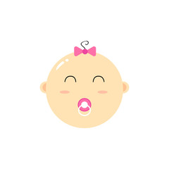 Children's vector. Little girl with a pacifier. Flat style. Vector illustration