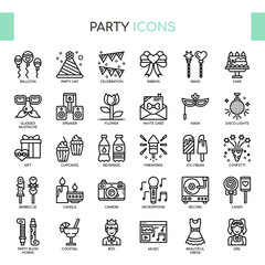 Party , Thin Line and Pixel Perfect Icons