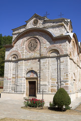 The west facade of the church in orthodox monastery Ljubostinja in Serbia