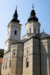Fototapeta na wymiar The church in the orthodox monastery Jazak in Serbia, close-up