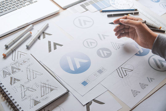 Graphic designer creative design sketch drawing logo Trademark brand Workspace