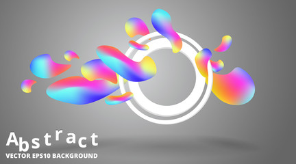 Circle with futuristic fluid and liquid dynamic moving chaotic and glowing bubbles