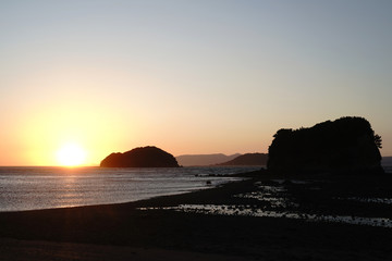 天草の海岸の夕焼け