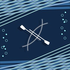Fototapeta premium White boat on a dark blue background
