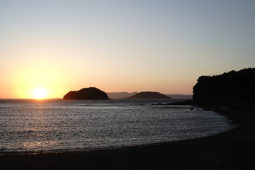 Obraz premium 天草の海岸の夕焼け