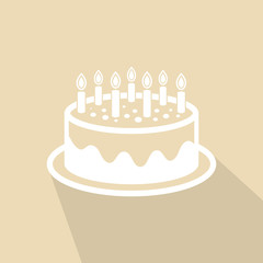 Birthday cake. Flat vector illustration.