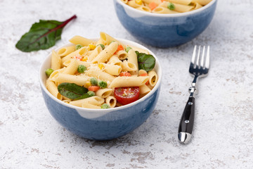 space pasta with vegetable and cheese