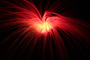 Large Red color Fiber Optics light Effect in the dark