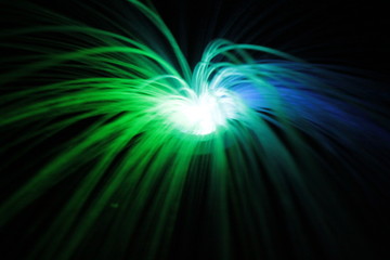 Blue and Green color Fiber Optics light Effect in the dark