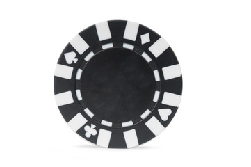 Black poker chip isolated on white background