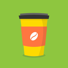 Disposable coffee cup. Icon for web and mobile application. Flat vector illustration.