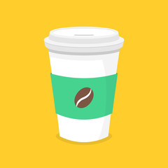 Disposable coffee cup. Icon for web and mobile application. Flat vector illustration.