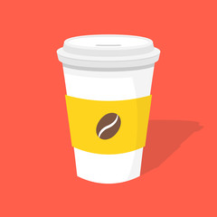 Disposable coffee cup. Icon for web and mobile application. Flat vector illustration.