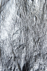 The texture of aluminum foil. Crumpled foil.